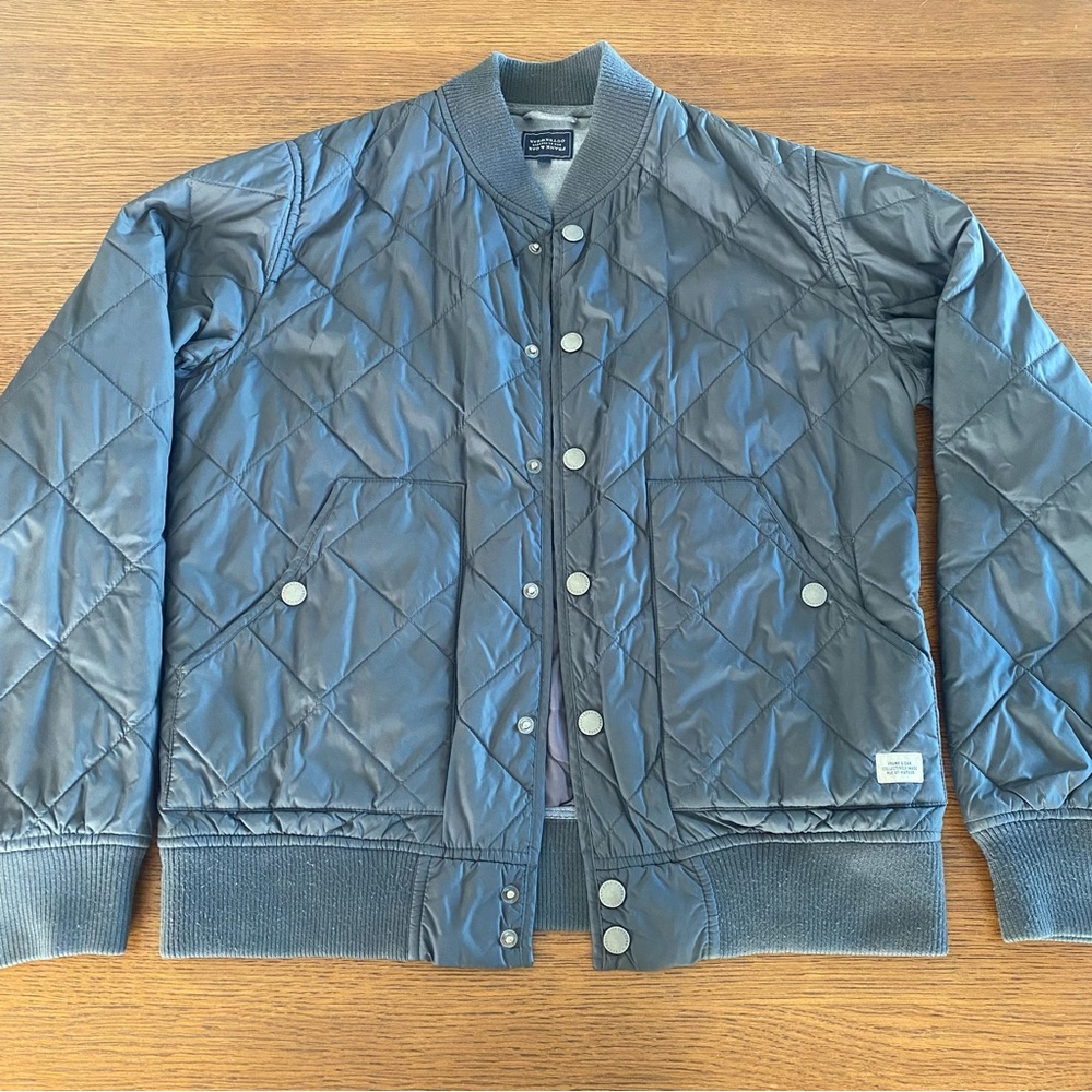 Frank & Oak Gray Charcoal Quilted Bomber Jacket